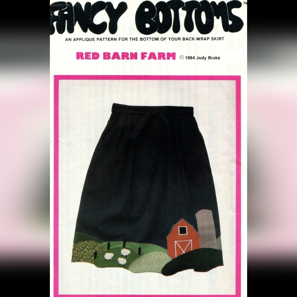 Vintage Fancy Bottoms Red Barn Farm Applique Pattern New